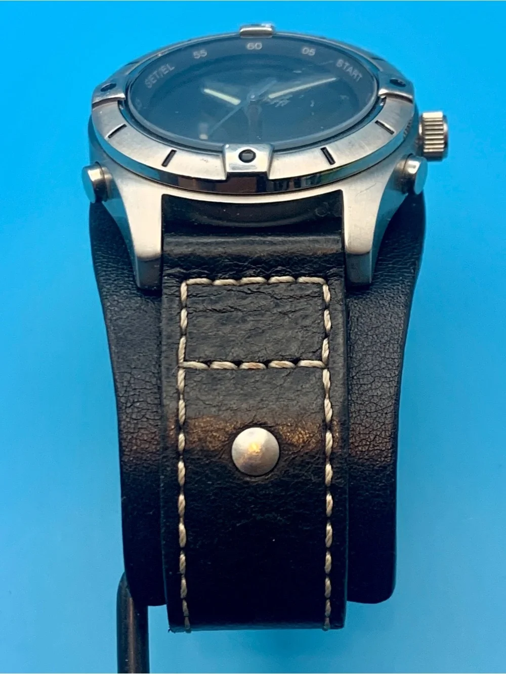 FOSSIL BLUE BQ-9167 Men’s Rare Vintage Ana-Dig Wristwatch Chrono Works New Batt